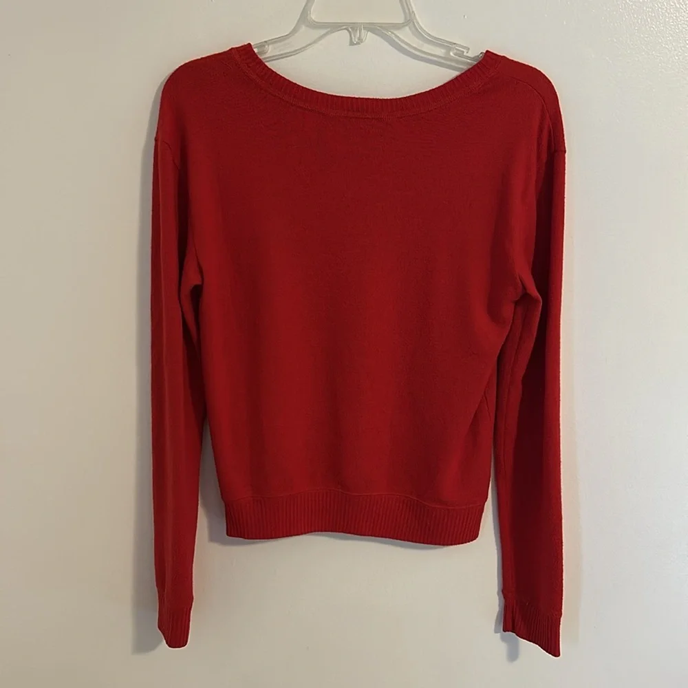 Abercrombie & Fitch Long Sleeve Slightly Cropped Hip Fit Red Top Size XS - Picture 5 of 8